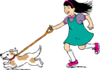 Girl Walking Dog Clip Art